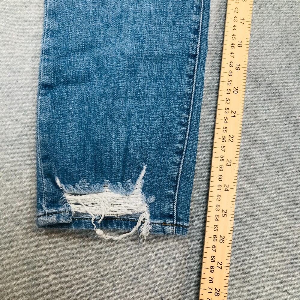 Frame Women's 27 Le High Straight Blue Jeans Frayed Distressed Cotton Stretch K - Picture 6 of 8